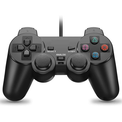 Manette Filaire Contrôleur Pour Ps2 Playstation 2 Wired Shock Vibration - Noir