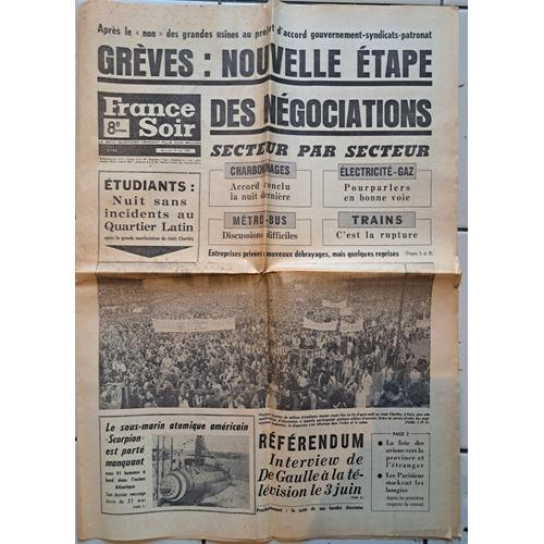 France Soir - 29 Mai 1968 - Grèves - Quartier Latin