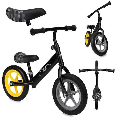 Momi Fleet - Velo Bebe Draisienne - Réglage De La Hauteur, Sans Pedales - 12" Roues - Style Sportif ? Noir