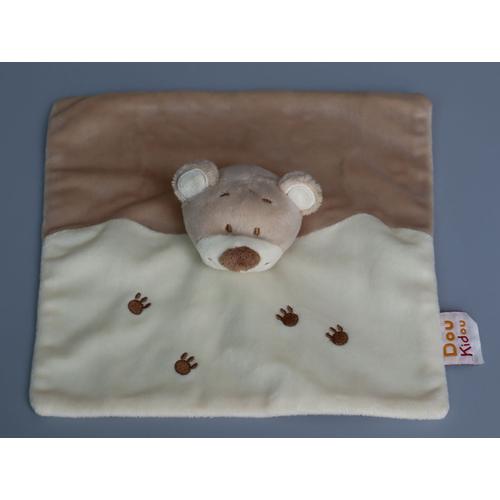 Doudou Ours Plat Beige Crème 4 Empreintes Doukidou