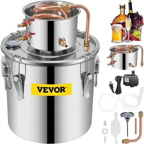 Distillateur Alambic-VEVOR-30L Distillateur d'Eau Alcool-35x35 cm avec Pompe Baril de Condensation Kit de Brassage Vin Whisky