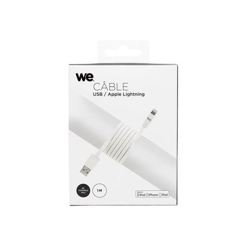 WE - Câble Lightning - Lightning mâle pour USB mâle - 1 m - blanc - plat