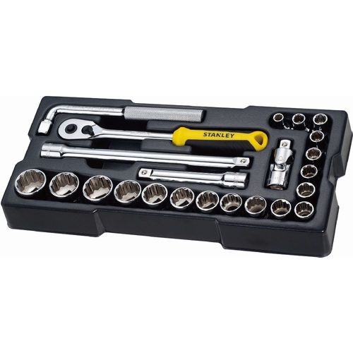 Stanley Transmodule Jeu de Douilles 1/2'', 12 pans, 23 pcs - STMT1-74726