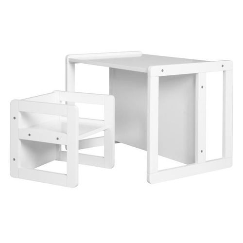 Roba Ensemble Table Et Chaise Réversible Pour Enfant - Convertible En Banc Et Tabouret - 3 Hauteurs Différentes - Bois Blanc