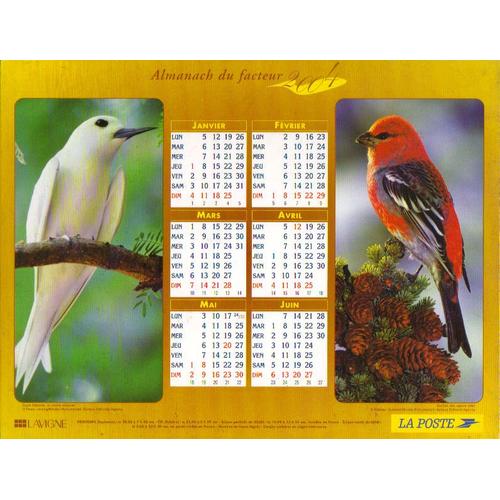 Calendrier almanach la poste oiseaux 2024