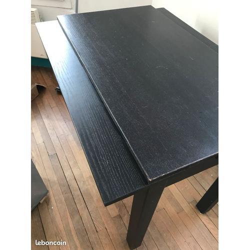 Table Ikea Noire Avec Deux Rallonges 50x90 Fermée, 90x90 Ouverte