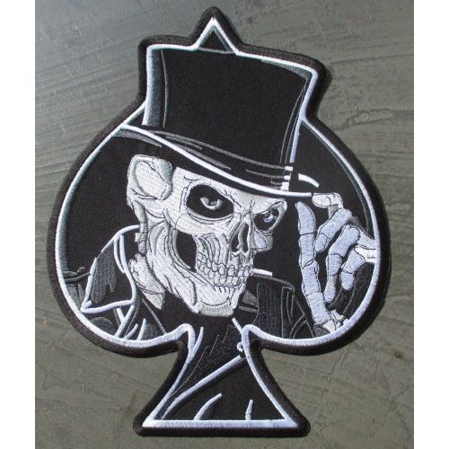 Gros Patch Crane Chapeau As Pique Noir 28x22 Cm Ecusson Dos Veste Blouson