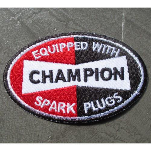 Patch Bougie Champion Spark Plugs Ovale Ecusson Deco Veste Garage