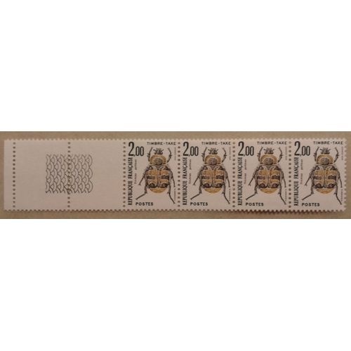 Bloc 4 Timbres-Taxe Bord De Feuille France 1982 Yvert Et Tellier N°107 Insectes "Trichius Gallicus" Neuf** Gomme Intacte