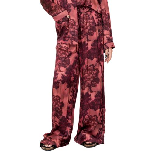 Pantalon En Tissu Satiné Vicolo À Imprimés Rouge Bordeaux