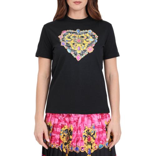 Versace Jeans Couture T-Shirt À Manches Courtes Avec Imprimé Multicolore Noir