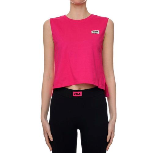 Fila Crop Top Taggia Col Rond À Manches Courtes Fuchsia