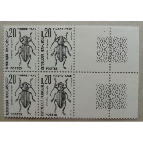 Bloc 4 Timbres-Taxe Bord De Feuille France 1982 Yvert Et Tellier N°104 Insectes "Dorcedion Fuliginator" Neuf** Gomme Intacte