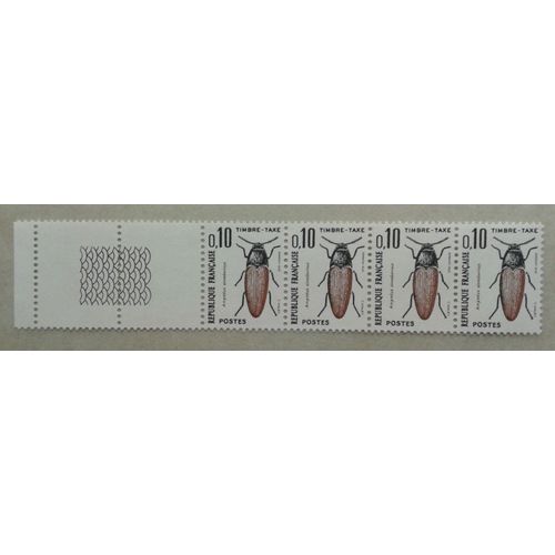 Bloc 4 Timbres-Taxe Bord De Feuille France 1982 Yvert Et Tellier N°103 Insectes "Ampedus Cinnabarinus" Neuf** Gomme Intacte