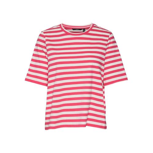 Vero Moda T-Shirt À Manches Courtes À Motif Rayé Rose Et Blanc