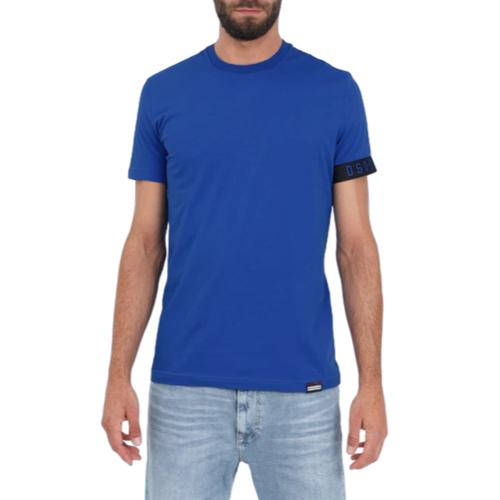 T-Shirt Dsquared2 Stretch À Manches Courtes Avec Bande Logo Bleue