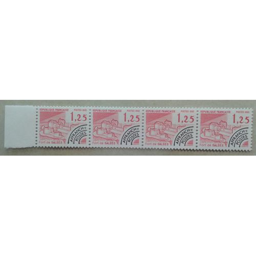 Bloc 4 Timbres Pré Oblitérés Bord De Feuille France 1982 Yvert Et Tellier N°175 Fort De Salses Neuf** Gomme Intacte