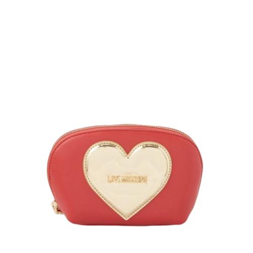 Pochette Moschino Love en similicuir avec c?ur métallisé rouge