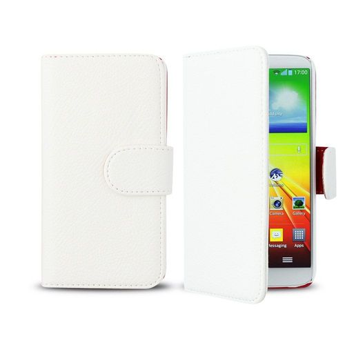 Etui A Rabat Lg G2 Blanc Cuir Simili Luxury Design (B47)