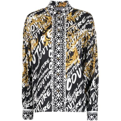 Chemise Versace Jeans Couture Placed Avec Logo Noir/Gold Brush Couture