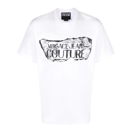 Versace Jeans Couture T-Shirt En Jersey À Manches Courtes Avec Logo Blanc