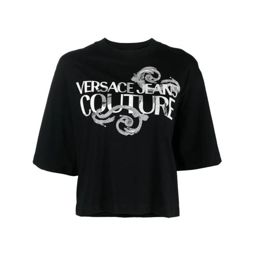 Versace Jeans Couture T-Shirt Oversize À Manches Courtes Avec Logo Noir