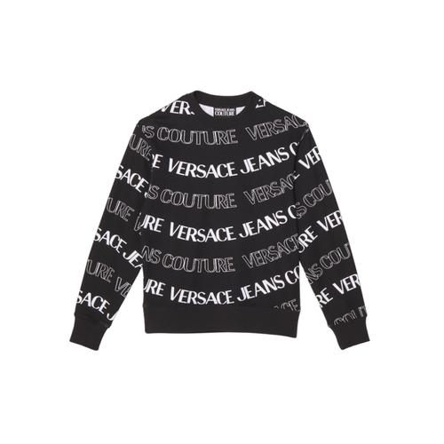 Sweat-Shirt À Col Rond Versace Jeans Couture Avec Imprimé Logo Noir Et Blanc All-Over
