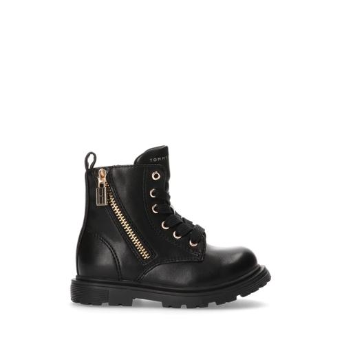 Bottines Amphibies Tommy Hilfiger Encoscuir Avec Lacets Et Zip Noir