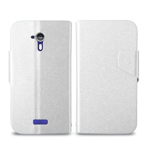 Etui A Rabat Wiko Cink Five Blanc Cuir Simili Luxury Design (B48)