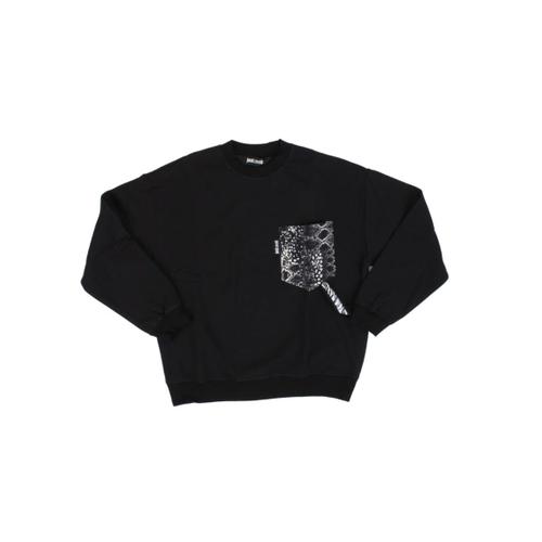 Sweat-Shirt Chaud En Coton Just Cavalli Avec Poche Noire