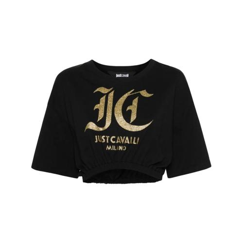 Just Cavalli T-Shirt Court Avec Logo Pailleté Noir