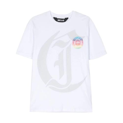 Just Cavalli T-Shirt À Manches Courtes En Jersey Avec Logo Tigre Blanc