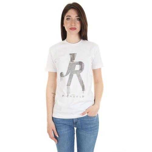 T-Shirt Femme John Richmond Winniepeg Avec Logo Strass Blanc