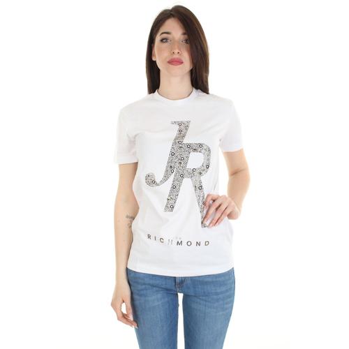 T-Shirt Femme John Richmond Setef Avec Logo Lettrage Strass Blanc