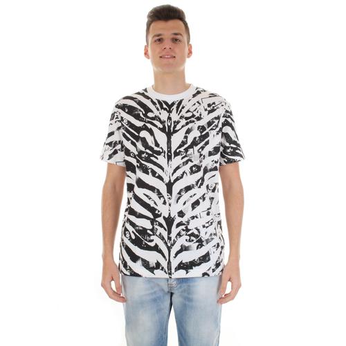 T-Shirt John Richmond Avec Motif Contrasté Blanc/Noir