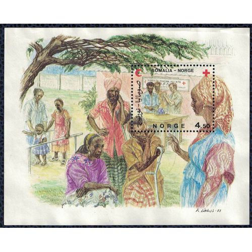 Norvège 1987 Bloc Utilisé Used Norvège Somalie Croix Et Croissant Rouges