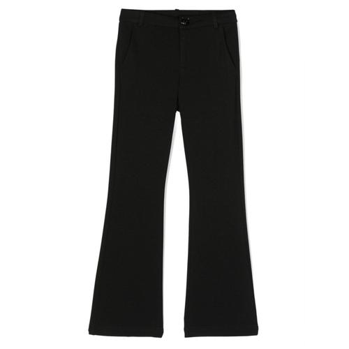 Pantalon Évasé Moschino En Viscose Mélangée Avec Logo Brodé Noir