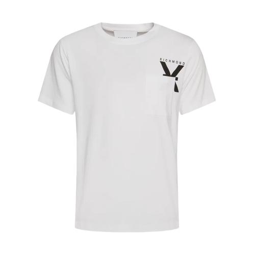 John Richmond T-Shirt À Manches Courtes Avec Logo Et Poche Blanche