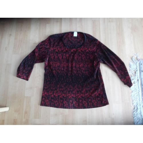 T-Shirt Camaïeu Classique Polyester 42 Noir /Rouge
