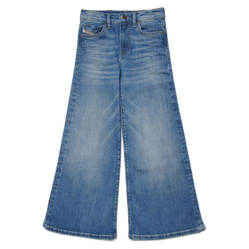 Jean Palazzo Diesel En Denim Stretch Délavage Bleu Moyen