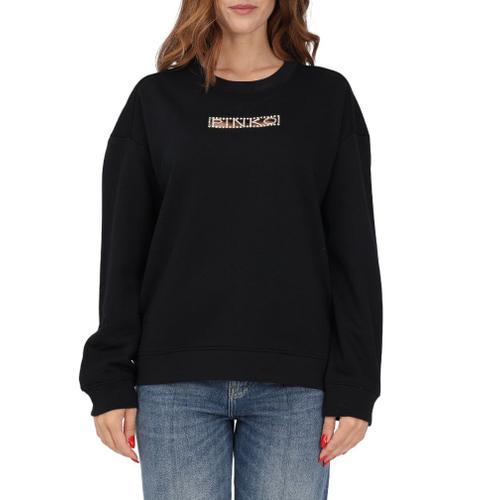 Sweat Pinko Tormenta En Coton Avec Logo Strass Noir