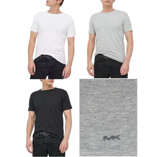 Michael Kors Lot De 3 T-Shirts Col Rond En Coton Noir/Blanc/Gris