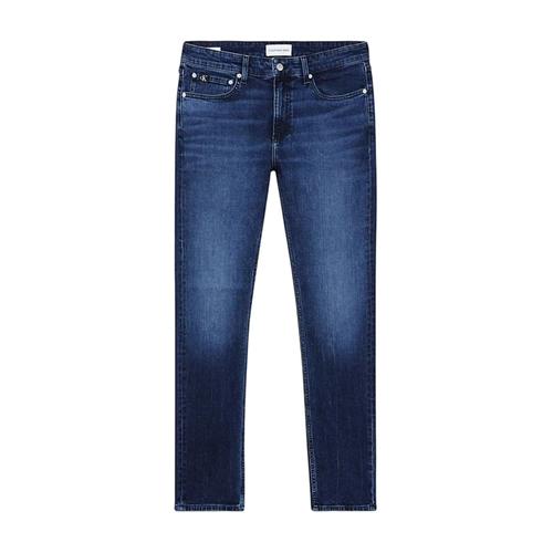 Calvin Klein Jeans Jean Slim Fit Taille Moyenne Délavé Bleu Foncé