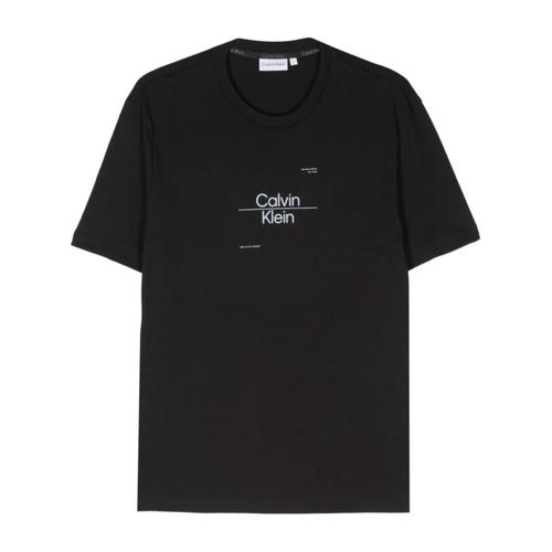 Calvin Klein Optic Line - T-Shirt Noir À Manches Courtes Avec Logo