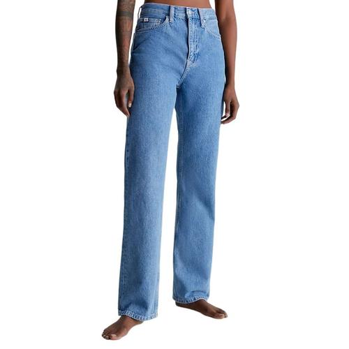 Calvin Klein Jeans Jean Droit Taille Haute Lavage Bleu Moyen