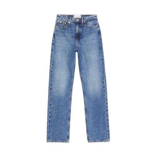 Calvin Klein Jeans - Jean Droit Taille Haute À Délavage Bleu Moyen