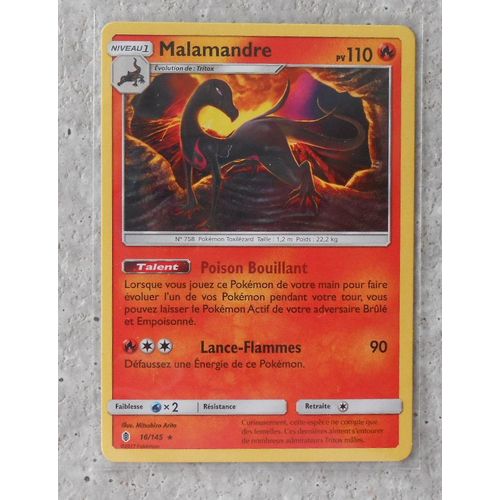 Pokémon - 16/145 - Malamandre - Sl2 - Soleil Et Lune - Gardiens Ascendants - Rare