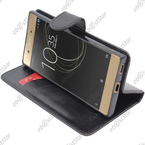 Ebeststar ® Pour Sony Xperia Xa1, Xa1 Dual (2017) - Housse Coque Etui Portefeuille Support Folio Simi Cuir, Couleur Noir [Dimensions Precises De Votre Appareil : 145 X 67 X 8 Mm, Écran 5'']