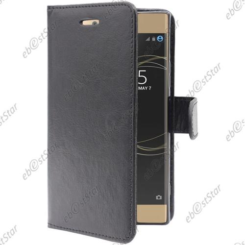 Ebeststar ® Etui Portefeuille Housse Coque Protection Folio Book Livre Pour Sony Xperia Xa1, Xa1 Dual (2017), Couleur Noir [Dimensions Precises De Votre Appareil : 145 X 67 X 8 Mm, Écran 5'']