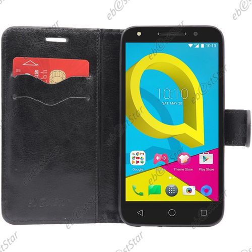 Ebeststar ® Housse Portefeuille Coque Etui Protection Folio Pour Alcatel U5, Couleur Noir [Dimensions Precises De Votre Appareil : 140.7 X 71.8 X 10 Mm, Écran 5'']